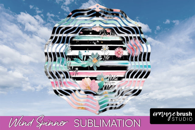 Pink Flowers Wind Spinner - Summer Wind Spinner Sublimation Sublimation OrangeBrushStudio 