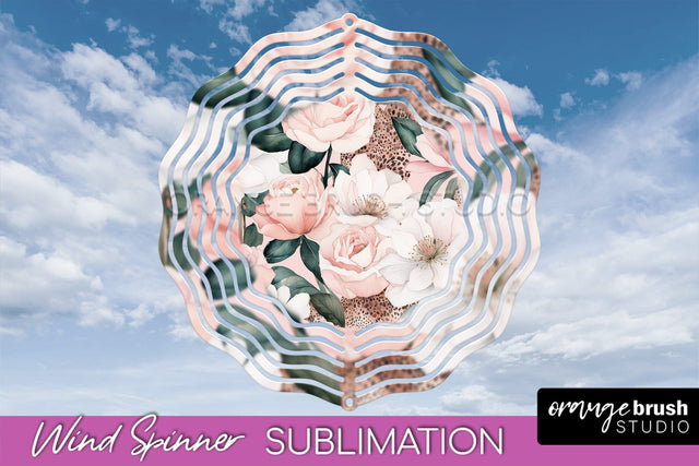 Pink Flowers Wind Spinner - Summer Wind Spinner Sublimation Sublimation OrangeBrushStudio 