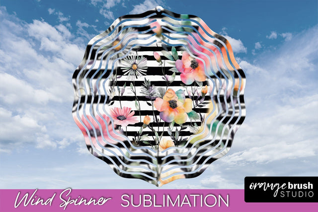 Pink Flowers Wind Spinner - Summer Wind Spinner Sublimation Sublimation OrangeBrushStudio 