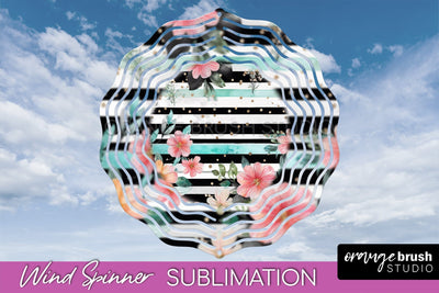 Pink Flowers Wind Spinner - Summer Wind Spinner Sublimation Sublimation OrangeBrushStudio 
