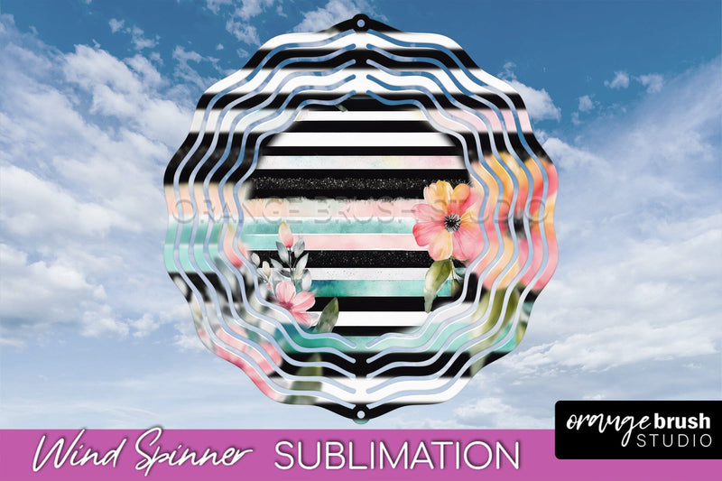 Pink Flowers Wind Spinner - Summer Wind Spinner Sublimation Sublimation OrangeBrushStudio 