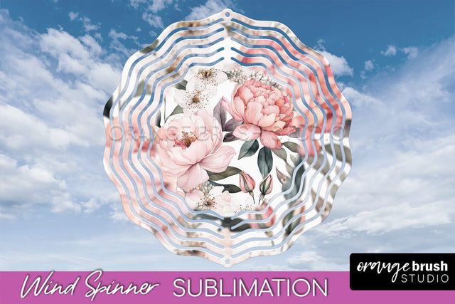 Pink Flowers Wind Spinner - Summer Wind Spinner Sublimation Sublimation OrangeBrushStudio 