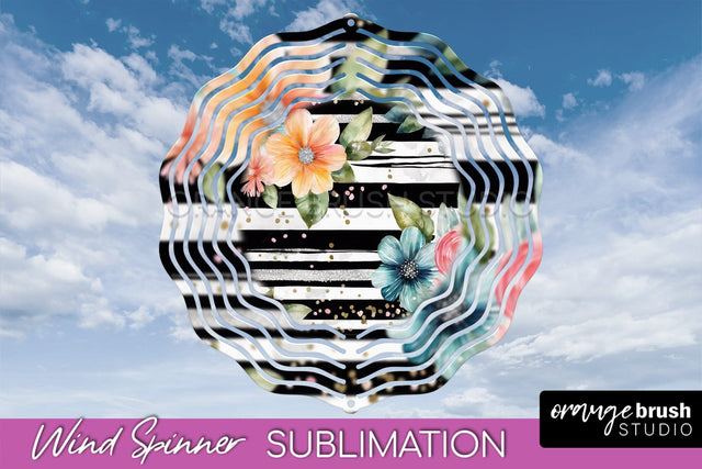 Pink Flowers Wind Spinner - Summer Wind Spinner Sublimation Sublimation OrangeBrushStudio 