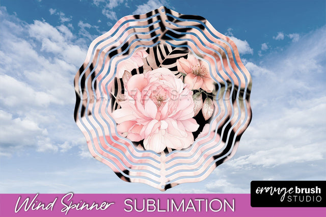 Pink Flowers Wind Spinner - Summer Wind Spinner Sublimation Sublimation OrangeBrushStudio 