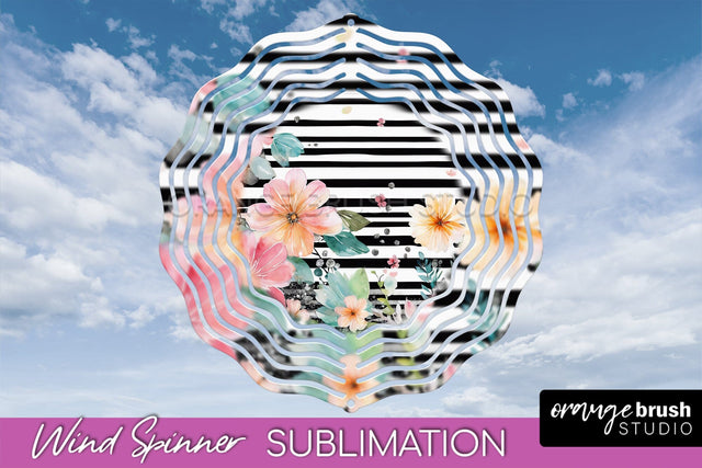 Pink Flowers Wind Spinner - Summer Wind Spinner Sublimation Sublimation OrangeBrushStudio 