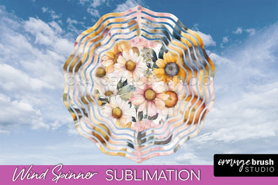 Pink Flowers Wind Spinner - Summer Wind Spinner Sublimation Sublimation OrangeBrushStudio 