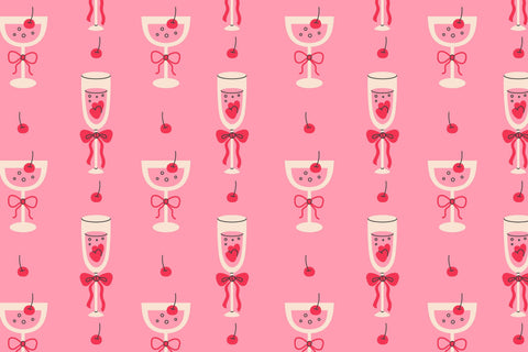 Pink Food & Drink Seamless Patterns & Digital Papers Set Digital Pattern Rin Green 