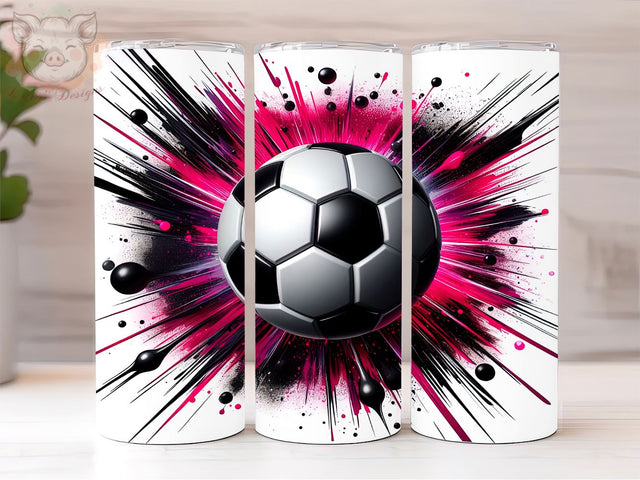 Pink Football 20oz Tumbler Png, Straight & Tapered Tumbler Png, Soccer Ball Tumbler Png, Digital Download PNG Sublimation Lara' s Designs 