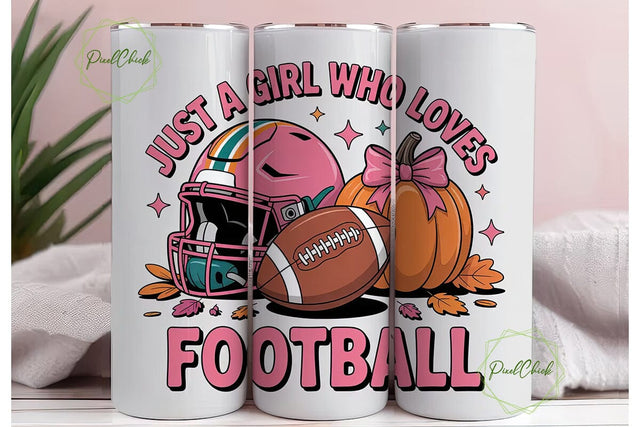 Pink Football Girl 20oz Tumbler Wrap Sublimation PixelChick 