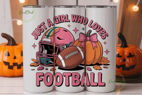 Pink Football Girl 20oz Tumbler Wrap Sublimation PixelChick 