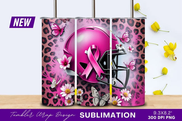 Pink football helmet breast cancer awareness tumbler Sublimation Regulrcrative 