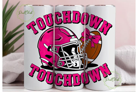 Pink Football Touchdown 20oz Tumbler Sublimation PixelChick 