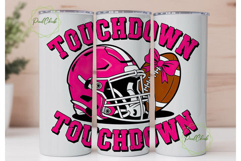 Pink Football Touchdown 20oz Tumbler Sublimation PixelChick 