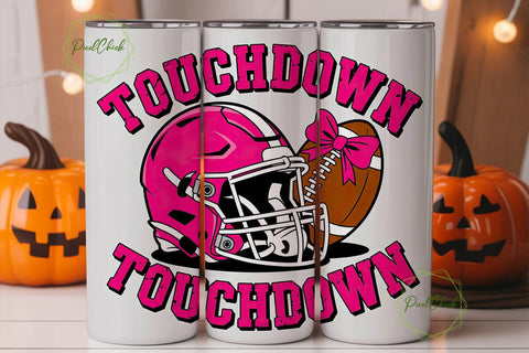 Pink Football Touchdown 20oz Tumbler Sublimation PixelChick 