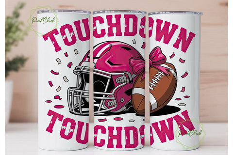 Pink Football Touchdown 20oz Tumbler Sublimation PixelChick 