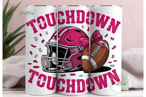 Pink Football Touchdown 20oz Tumbler Sublimation PixelChick 