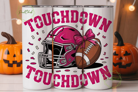 Pink Football Touchdown 20oz Tumbler Sublimation PixelChick 