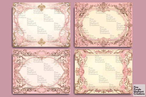 Pink Frame Paper Junk Journal Pages Digital Pattern Fine Purple Elephant Creations 