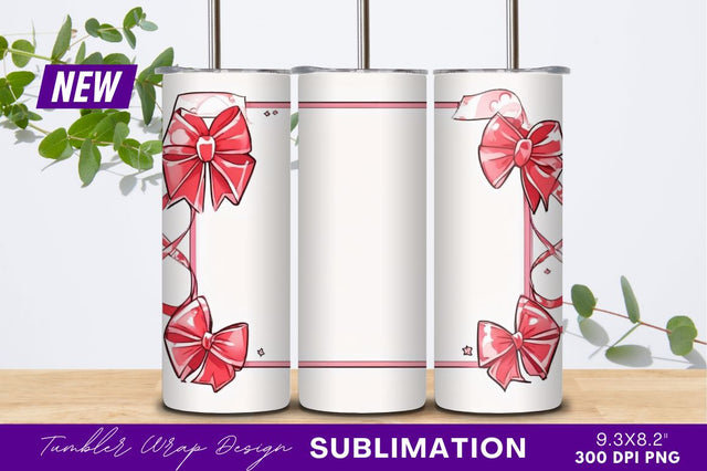 Pink frame with bows tumbler png Sublimation Regulrcrative 