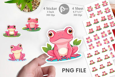 Pink Frog Valentine Sticker Sublimation artnoy 