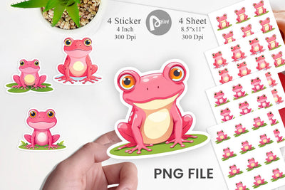 Pink Frog Valentine Sticker Sublimation artnoy 