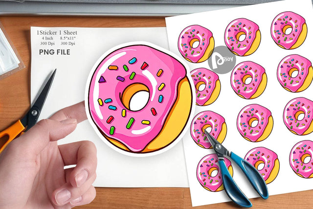 Pink Frosted Donut Sticker Sublimation artnoy 