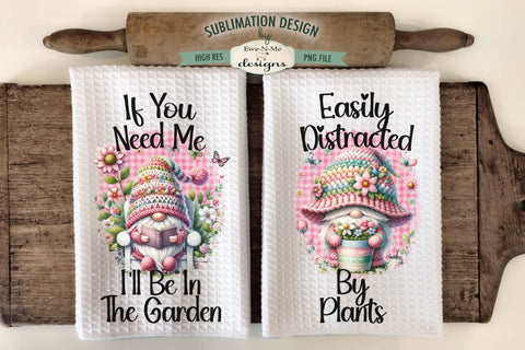 Pink Garden Gnomes Sublimation Kitchen Towel Designs Sublimation Ewe-N-Me Designs 