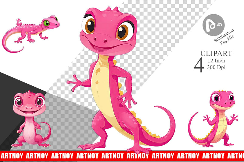 Pink Gecko Valentine Clipart Sublimation artnoy 