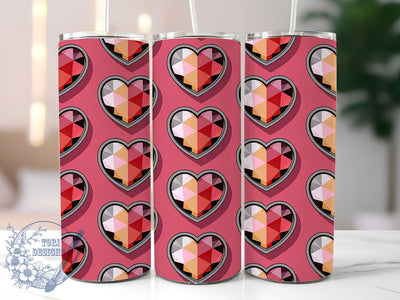 Pink Gem Heart Valentine Tumbler, Pink Theme, Valentine's Day, Sublimation Art, 20oz Tumbler, Love Wrap, Sparkle Design Sublimation ToriDesigns 