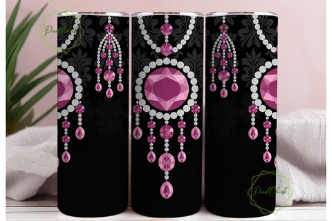 Pink Gemstone Jewelry 20oz Tumbler Wrap Sublimation PixelChick 