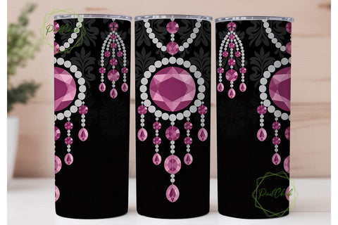 Pink Gemstone Jewelry 20oz Tumbler Wrap Sublimation PixelChick 