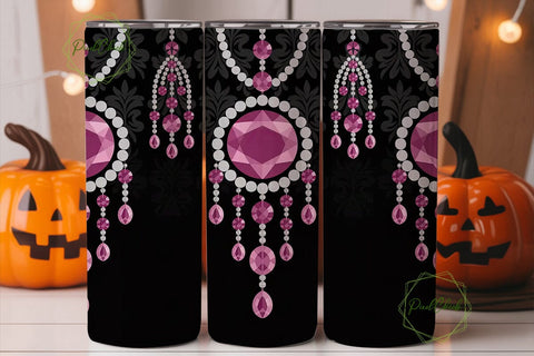 Pink Gemstone Jewelry 20oz Tumbler Wrap Sublimation PixelChick 