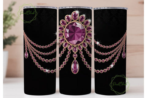 Pink Gemstone Jewelry 20oz Tumbler Wrap Sublimation PixelChick 