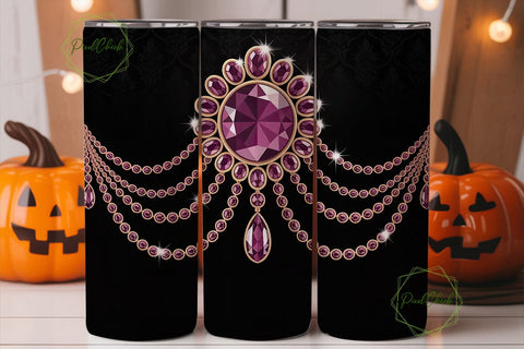 Pink Gemstone Jewelry 20oz Tumbler Wrap Sublimation PixelChick 
