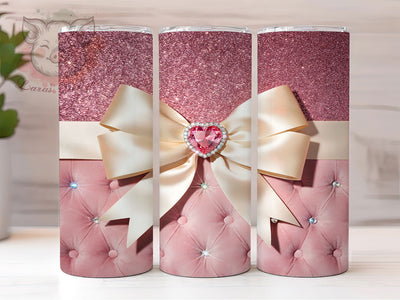 Pink Gemstone Satin Bow 20oz Tumbler, Pink Gemstone, Satin Bow, Glam Design, Sublimation Wrap, 20oz Tumbler, Elegant Aesthetic, Chic Charm Sublimation Lara' s Designs 