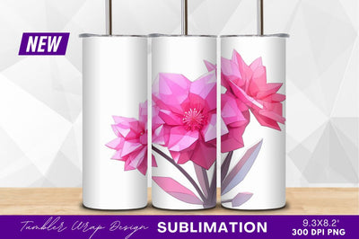 Pink geometric flower arrangement tumbler png Sublimation Regulrcrative 