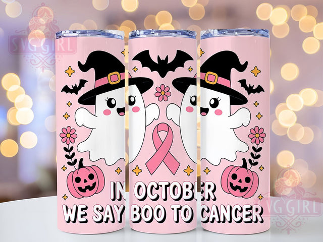 Pink Ghost Breast Cancer Awareness Tumbler, October Boo Wrap, Spooky Awareness Sublimation, Pink Ribbon Halloween Cup, Cute Ghost Support Drinkware, Haunted Hope Tumbler, Survivor Ghost Design Sublimation SvggirlplusArt 
