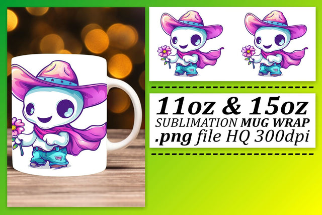 Pink Ghost Halloween Mug Wrap Sublimation 11oz 15oz Designs Sublimation afrosvg 