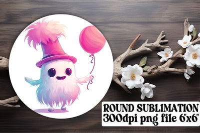 Pink Ghost Halloween Round Design Sublimation Keychain Sublimation afrosvg 