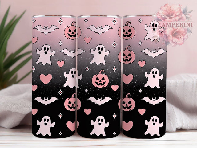 Pink Ghost Kawaii Halloween Tumbler, Cute Halloween Wrap, Pastel Ghost Cup, Kawaii Halloween Design, 20oz Tumbler Wrap, Ghost Sublimation, Adorable Halloween Drinkware Sublimation Li Zamperini 
