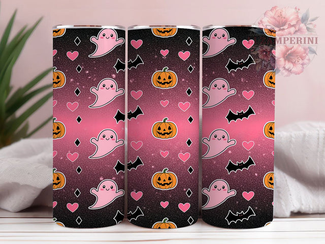 Pink Ghost Kawaii Halloween Tumbler, Cute Halloween Wrap, Pastel Ghost Cup, Kawaii Halloween Design, 20oz Tumbler Wrap, Ghost Sublimation, Adorable Halloween Drinkware Sublimation Li Zamperini 