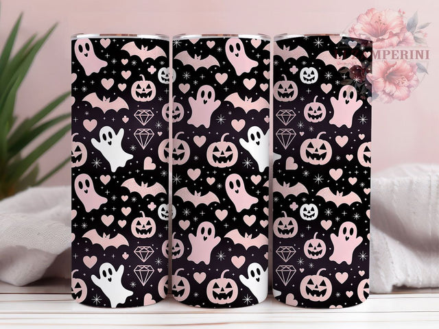 Pink Ghost Kawaii Halloween Tumbler, Cute Halloween Wrap, Pastel Ghost Cup, Kawaii Halloween Design, 20oz Tumbler Wrap, Ghost Sublimation, Adorable Halloween Drinkware Sublimation Li Zamperini 