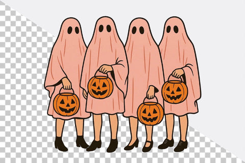 pink ghosts Holding Halloween Sublimation SVGArt 