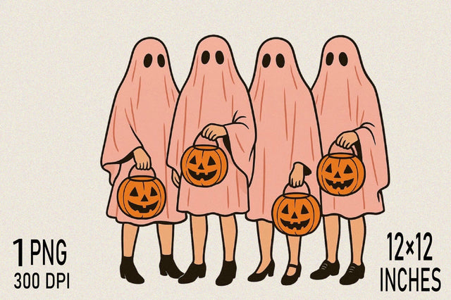 pink ghosts Holding Halloween Sublimation SVGArt 