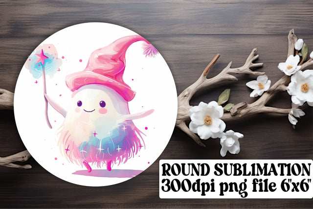 Pink Ghosts Sublimation Round Design for Halloween Keychain Sublimation afrosvg 