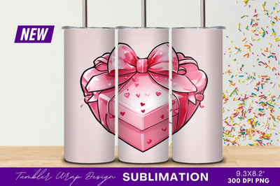 Pink gift box with hearts and bow Sublimation Regulrcrative 