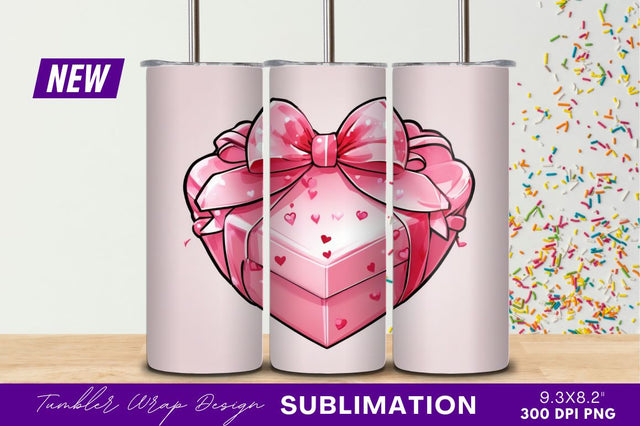Pink gift box with hearts and bow Sublimation Regulrcrative 