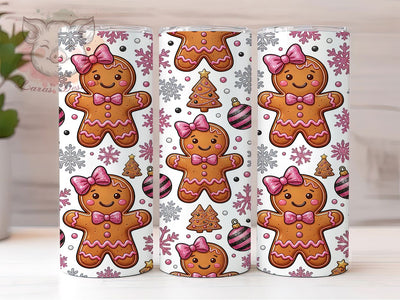 Pink Gingerbread Christmas 20oz Tumbler, Pink Gingerbread Christmas, 20oz Tumbler Wrap, Sublimation Design, Cute Gingerbread PNG, Pink Christmas Tumbler Wrap, Holiday Tumbler Design, Digital Download Sublimation Lara' s Designs 