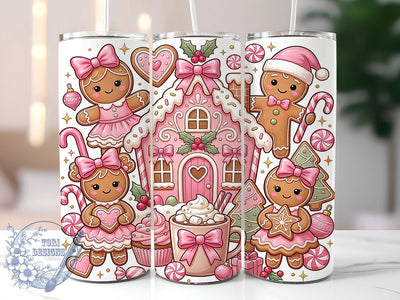 Pink Gingerbread Christmas 20oz Tumbler, Pink Gingerbread, Gingerbread Xmas, Gingerbread Tumbler, Pink Christmas PNG, Gingerbread PNG, Pink Gingerbread PNG, Christmas Tumbler Sublimation ToriDesigns 