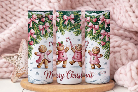 Pink Gingerbread Christmas 20oz Tumbler Sublimation DesignSVG 